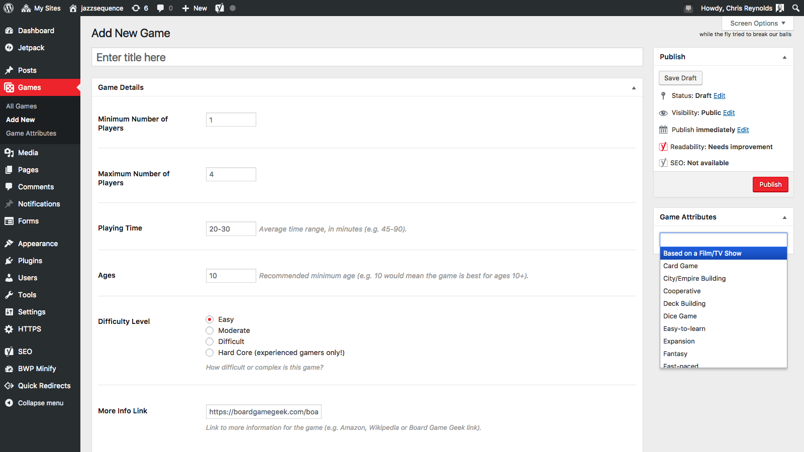 Announcing Games Collector, a tabletop game management plugin for WordPress